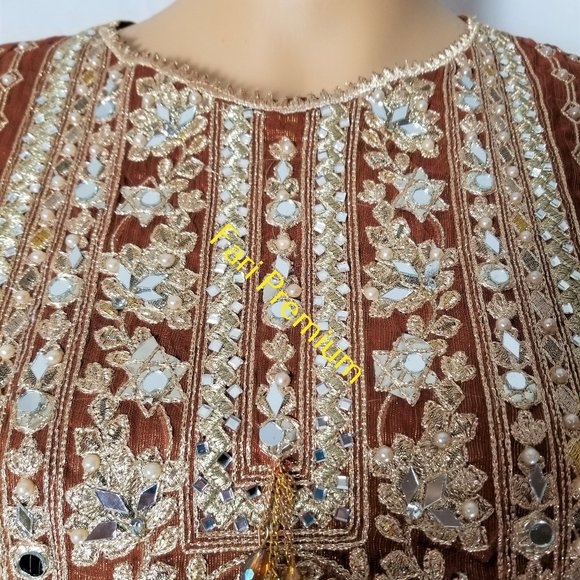 Banarsi Shaded Masuri Zardozi Embroidered Shalwar Kameez Pakistani/Indian L/45.5 - Picture 11 of 17